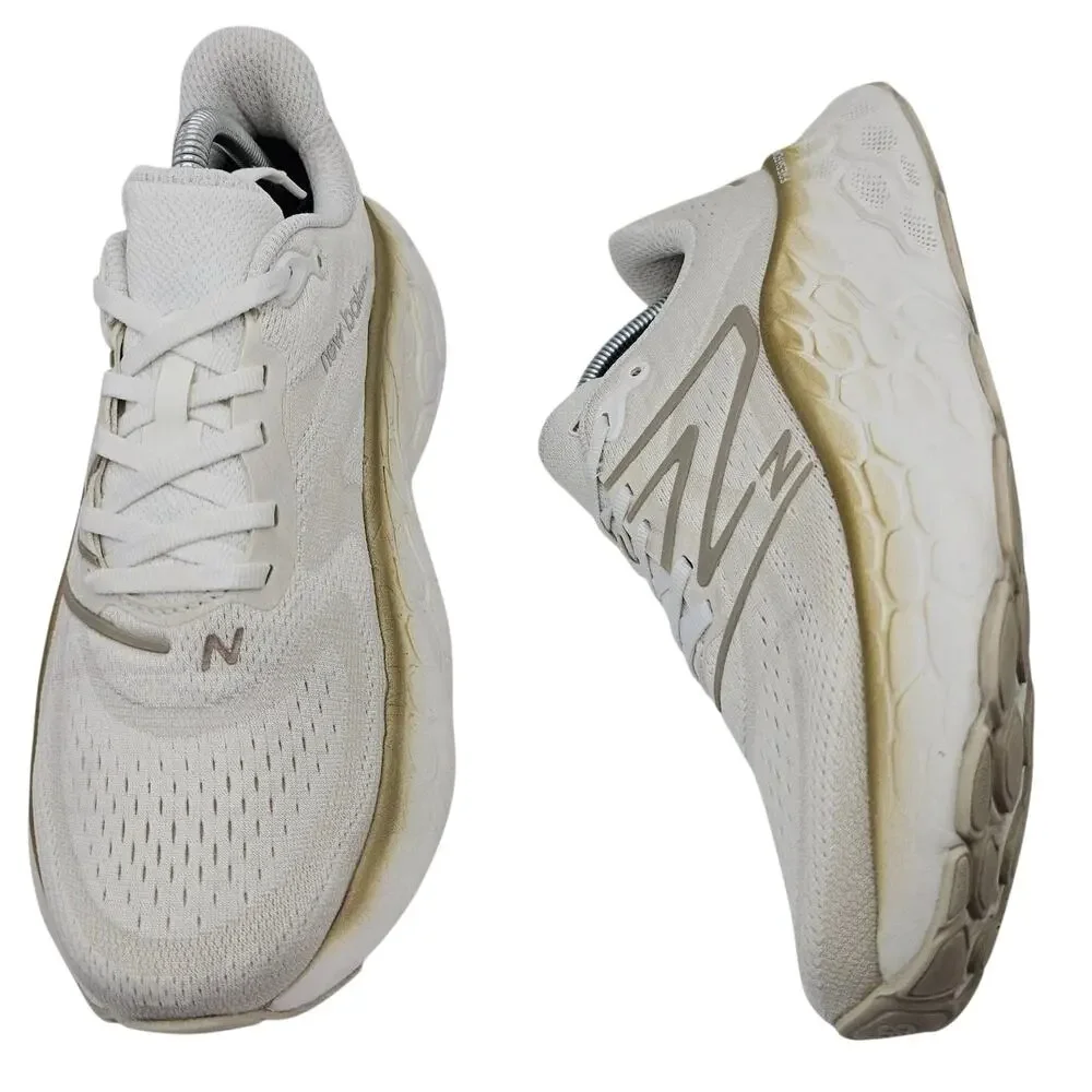 New Balance Fresh Foam X More v4 Womens 10.5 B White Gold Running Shoes Sneakers - Picture 3 of 12